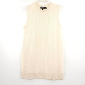 Theory Meenaly cashmere crew neck sleeveless sweater tunic Size S ivory‎ slits
